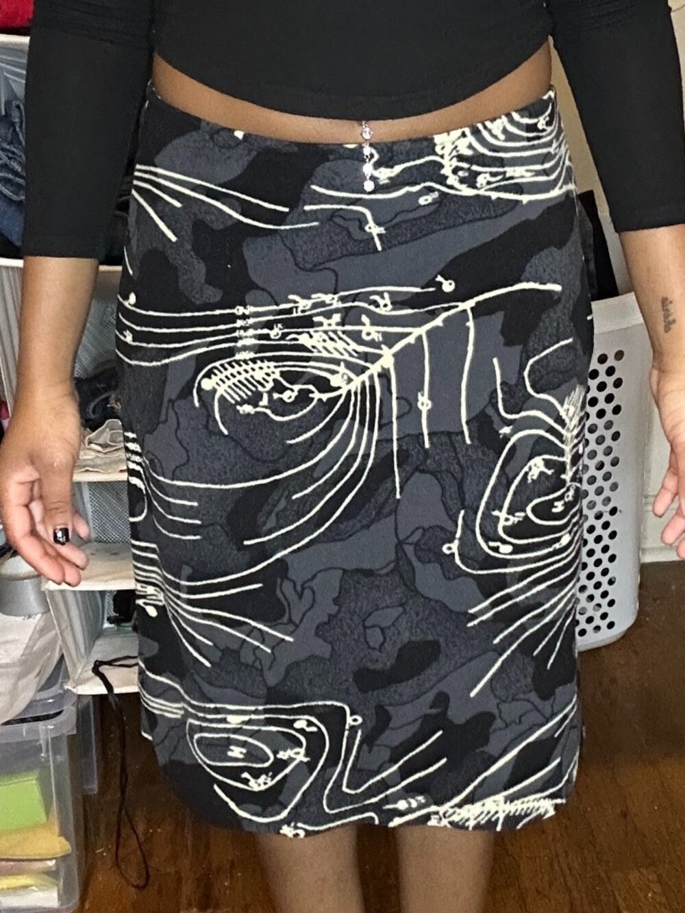 Vintage O'Neill Black and Gray Abstract Skirt